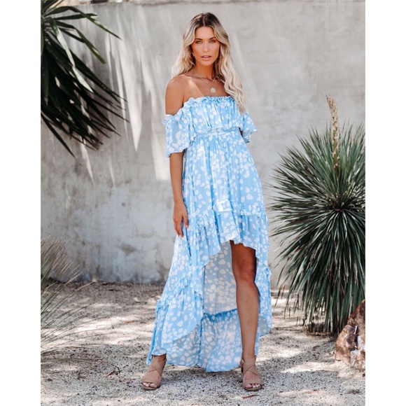 VICI- high low off the shoulder maxi dress - Picture 1 of 6